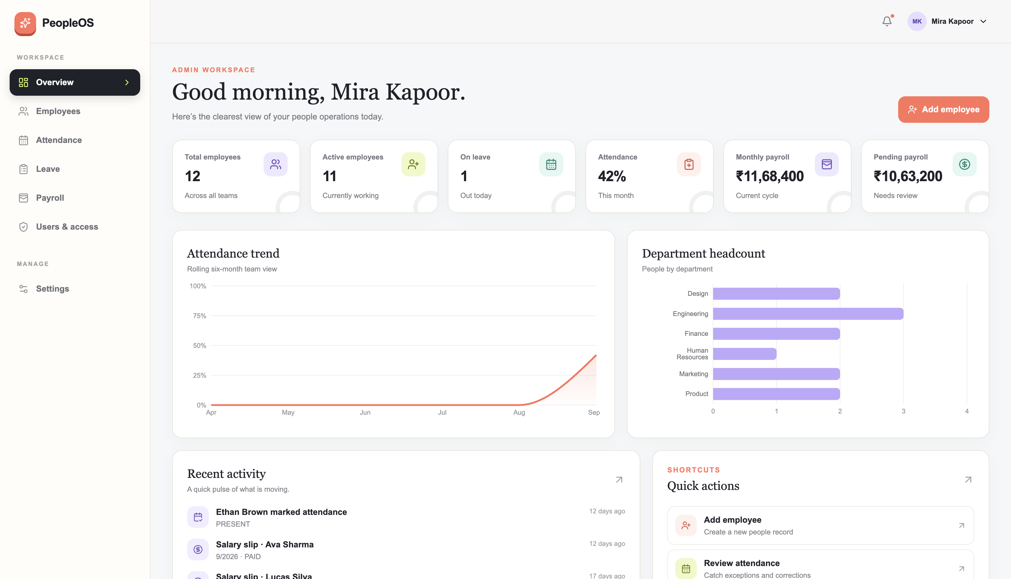 PeopleOS HRMS screenshot 1